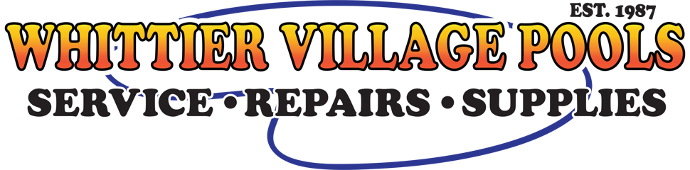 Whittier Village Pools logo. Service, Repairs, Supplies. Est. 1987