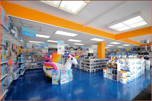 Wide view of the store interior